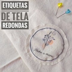 Etiquetas Redondas de Tela Lienzo Crudo Personalizadas