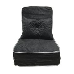 Puff Multifuncional 3 Em 1 + Travesseiro Solteiro - Suede E Corino Preto - Orthovida + brinde JOGO DE CAMA SOLTEIRO 100% MICROFIBRA CAMESA - comprar online