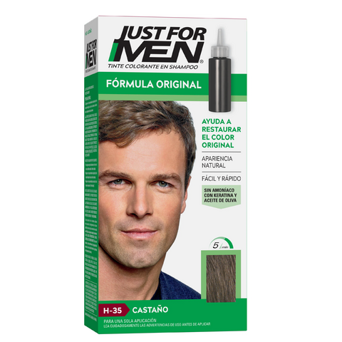 JUST FOR MEN COLORACIÓN EN SHAMPOO PARA CABELLO- CASTAÑO (7791080112013)