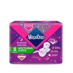 NOSOTRAS TOALLITAS FEMENINAS NOCTURNA SUAVE CON ALAS X 8 UN (7790770601851)