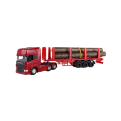 Caminhão Scania Madeira 1:64 Welly Vermelho