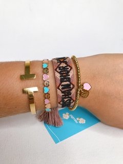 Bracelete JADIOR tecido nude estampado - comprar online