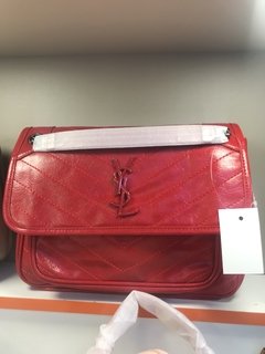 Bolsa YSL média couro efeito brilhoso - pigmeu