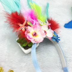 Tiara Penas G Azul Flores Carnaval - comprar online