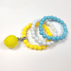 Trio Pulseira Escolar Azul Claro Amarelo Branco - comprar online