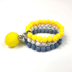 Trio Pulseira Escolar Amarelo Cinza Branco - comprar online