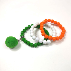 Trio Pulseira Escolar Verde Laranja Branco na internet