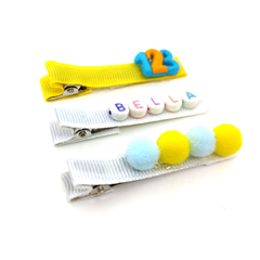 Trio Hair Clip Escolar Amarelo Branco Turquesa - comprar online