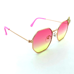 Óculos Hexagonal Metal Dourado Degradê Lacinho UVA400 na internet