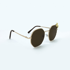 Óculos Hexagonal Metal Dourado Escuro Lacinho UVA400 na internet