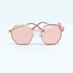Óculos Hexagonal Metal Dourado Rosa Lacinho UVA400 na internet
