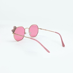 Óculos Hexagonal Metal Dourado Rosa Lacinho UVA400 - comprar online