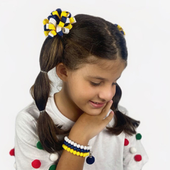 Trio Pulseira Escolar Branco Turquesa Amarelo - Menina de Laço - Maior loja de acessórios infantis há 15 anos colorindo e enfeitando meninas!