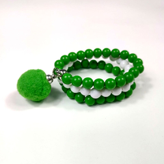 Trio Pulseira Escolar Verde Branco - comprar online