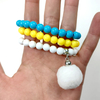 Trio Pulseira Escolar Branco Turquesa Amarelo