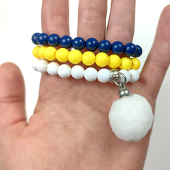 Trio Pulseira Escolar Branco Marinho Amarelo