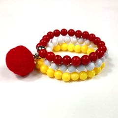 Trio Pulseira Escolar Vermelho Amarelo Branco na internet