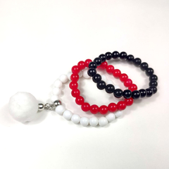 Trio Pulseira Escolar Branco Vermelho Preto - Menina de Laço - Maior loja de acessórios infantis há 15 anos colorindo e enfeitando meninas!