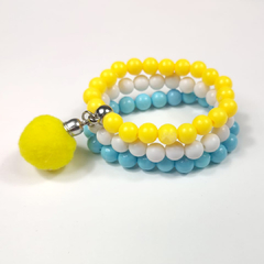 Trio Pulseira Escolar Azul Claro Amarelo Branco na internet