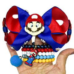 Kit Mario Bros Laço + Pulseiras Infantil - comprar online