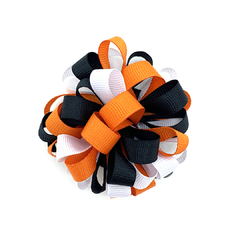 Laço Marina Pompom Preto, Branco e Laranja