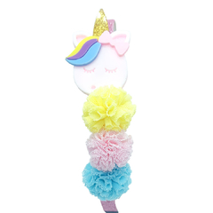 Tiara Unicórnio Pompom Candy - Menina de Laço - Maior loja de acessórios infantis há 15 anos colorindo e enfeitando meninas!