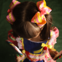 Vestido Junino Infantil Floral Rosa com par de Laço Tam. 8 16 na internet