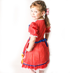 Vestido Junino Infantil Poá Vermelho com par de Laço Tam . 8 16 - comprar online