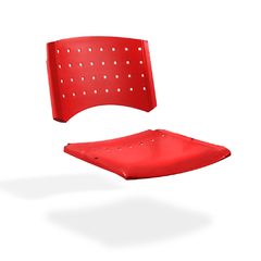 Asiento y respaldo de plástico para sillas apilables color rojo