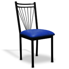 silla de caño tapizado azul