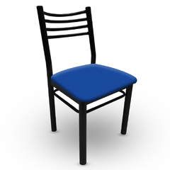 silla de caño reforzado tapizada color azul