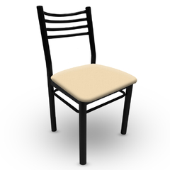 silla de caño reforzado tapizada color beige