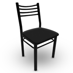 silla de caño reforzado tapizada color negro