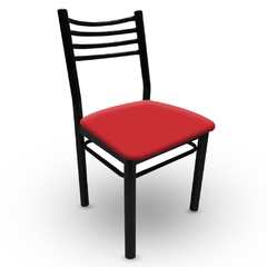 silla de caño reforzado tapizada color rojo