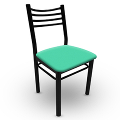 silla de caño reforzado tapizada color verde agua pastel