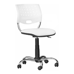 silla de escritorio cromada tapiza respaldo plástico sin apoya brazos color Blanco