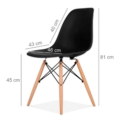 sillas eames asiento negro patas de madera