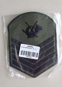 Insígnia de Braço Bordada Verde Musgo Primeiro-Sargento (1SG) Marinha do Brasil - Unimil Uniformes Militares