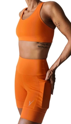 Short | Tecido de Compressão Emana Laranja Sienna - Evolution Sportswear