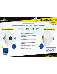 MASCARILLA DELTA PLUS AZUL CON VALVULA N95 CERT ANMAT - comprar online