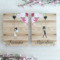 PLACAS BANHEIROS TOALETES CASAMENTO FEMININO MASCULINO