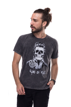 Camiseta Masculina Estonada Skull Johnny Cash