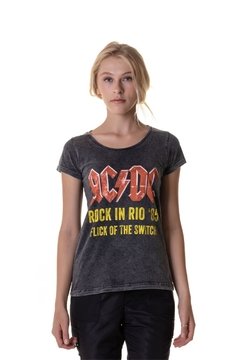 Camiseta Feminina Estonada AC/DC Rock in Rio