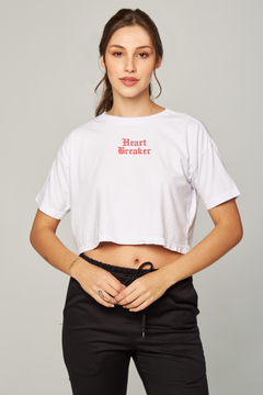 Cropped Feminino Estonado Oversized Heart Breaker