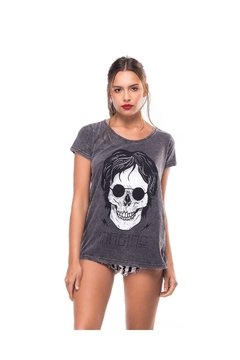 Camiseta Feminina Estonada Skull John Lennon