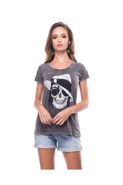 Camiseta Feminina Estonada Skull Michael Jackson