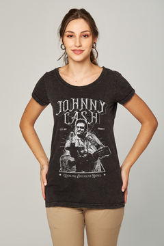 T-shirt Estonada Feminina Johnny Cash
