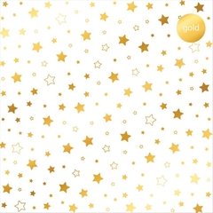 Folha Acetato decorado foil Estrelas Ouro