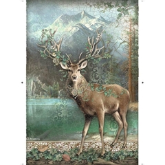 PAPEL DE ARROZ A4 - Magic Forest deer