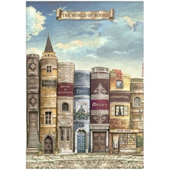 PAPEL DE ARROZ A4 Vintage Library The world of book